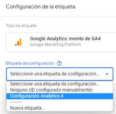 configuración de la etiqueta google analytics 4