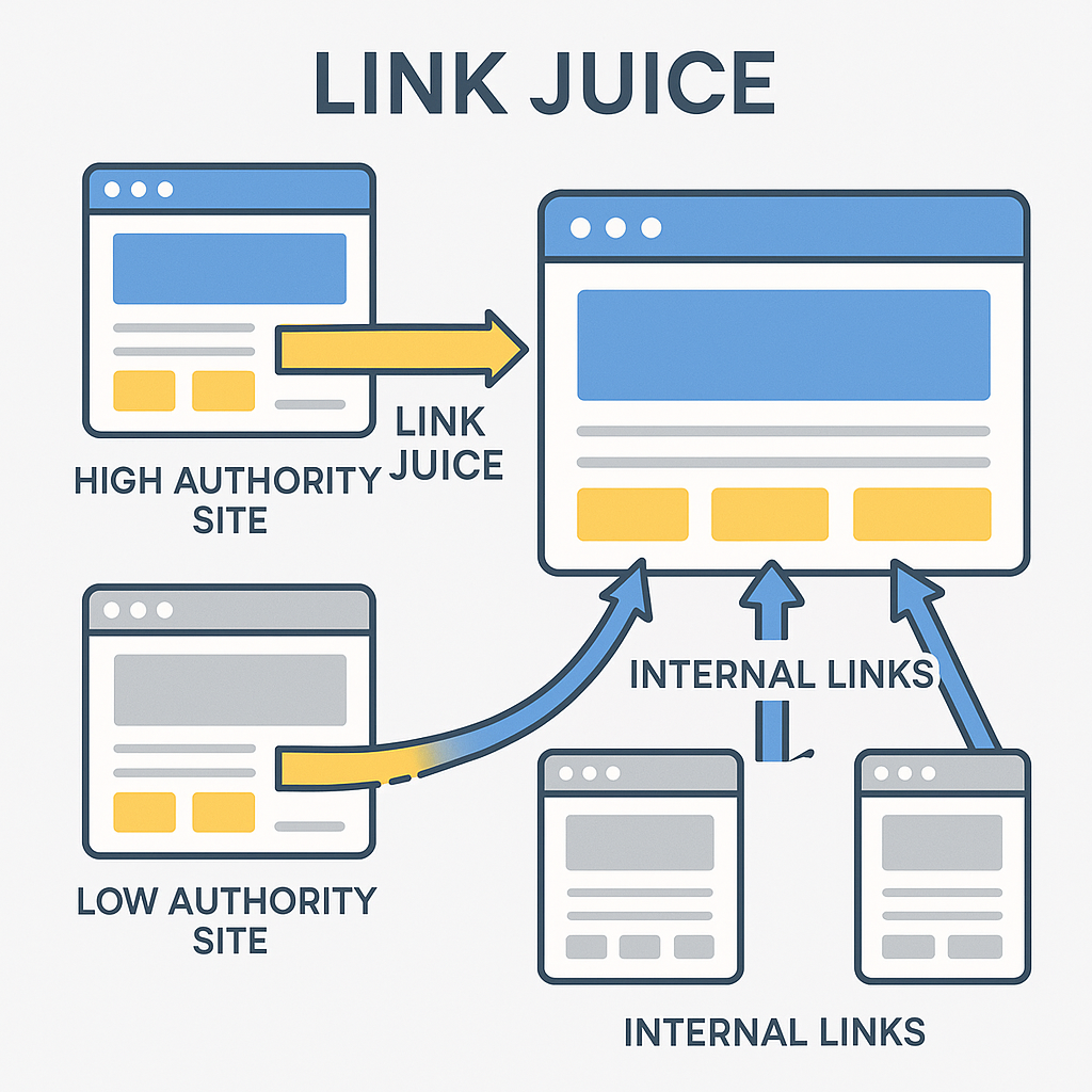 gráfico de cómo funciona el link juice en link building