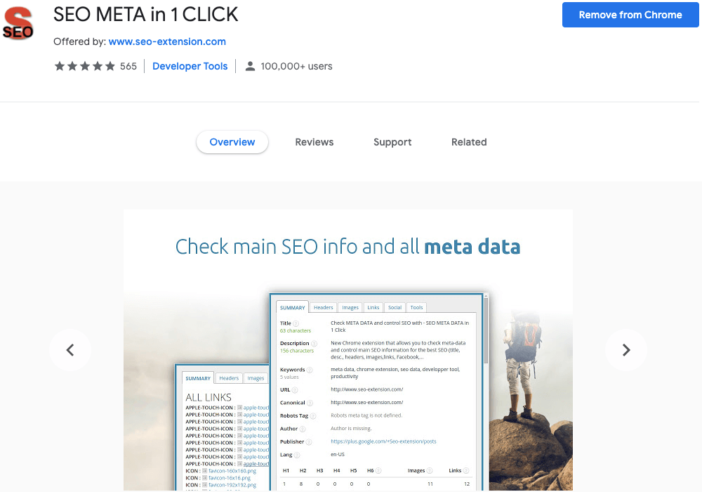 chrome seo meta in 1 click