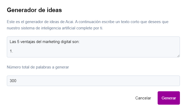 generate ideas ia